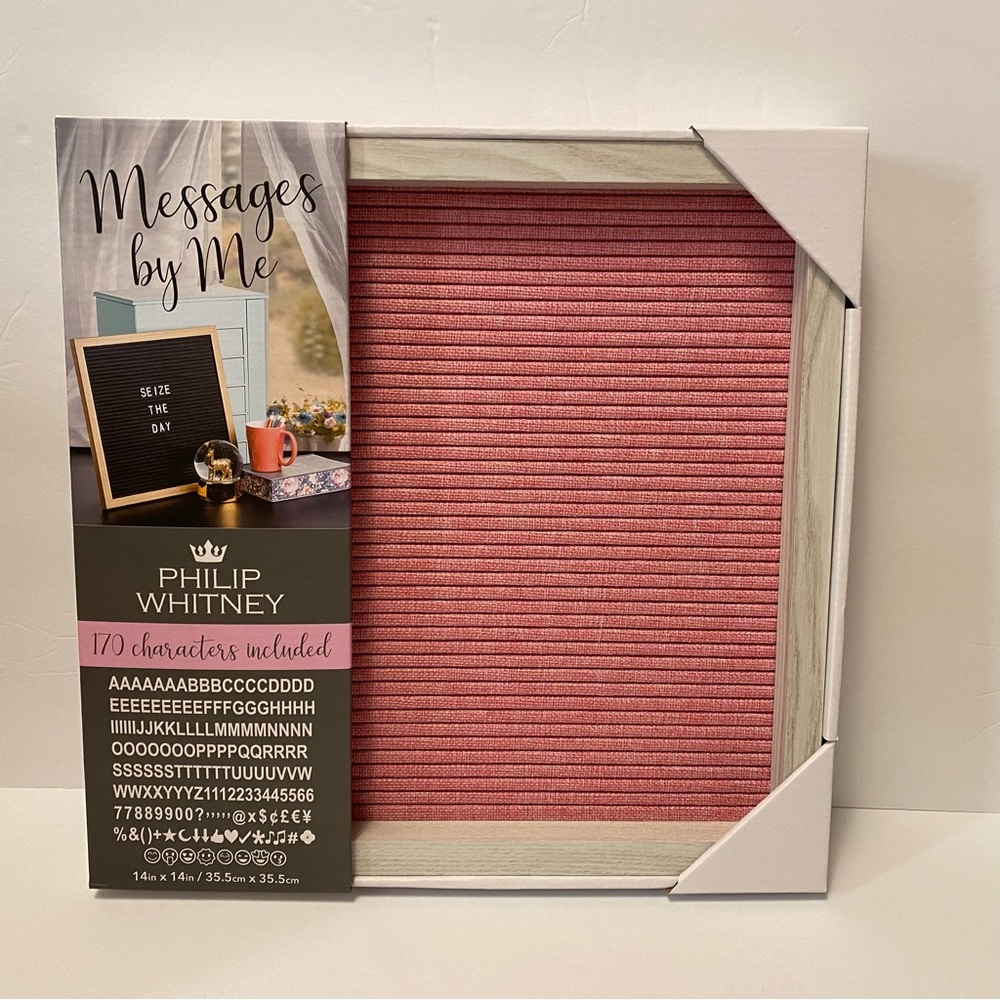 Philip Whitney Message Board Pink with White Frame 14” x 14” New in Packaging